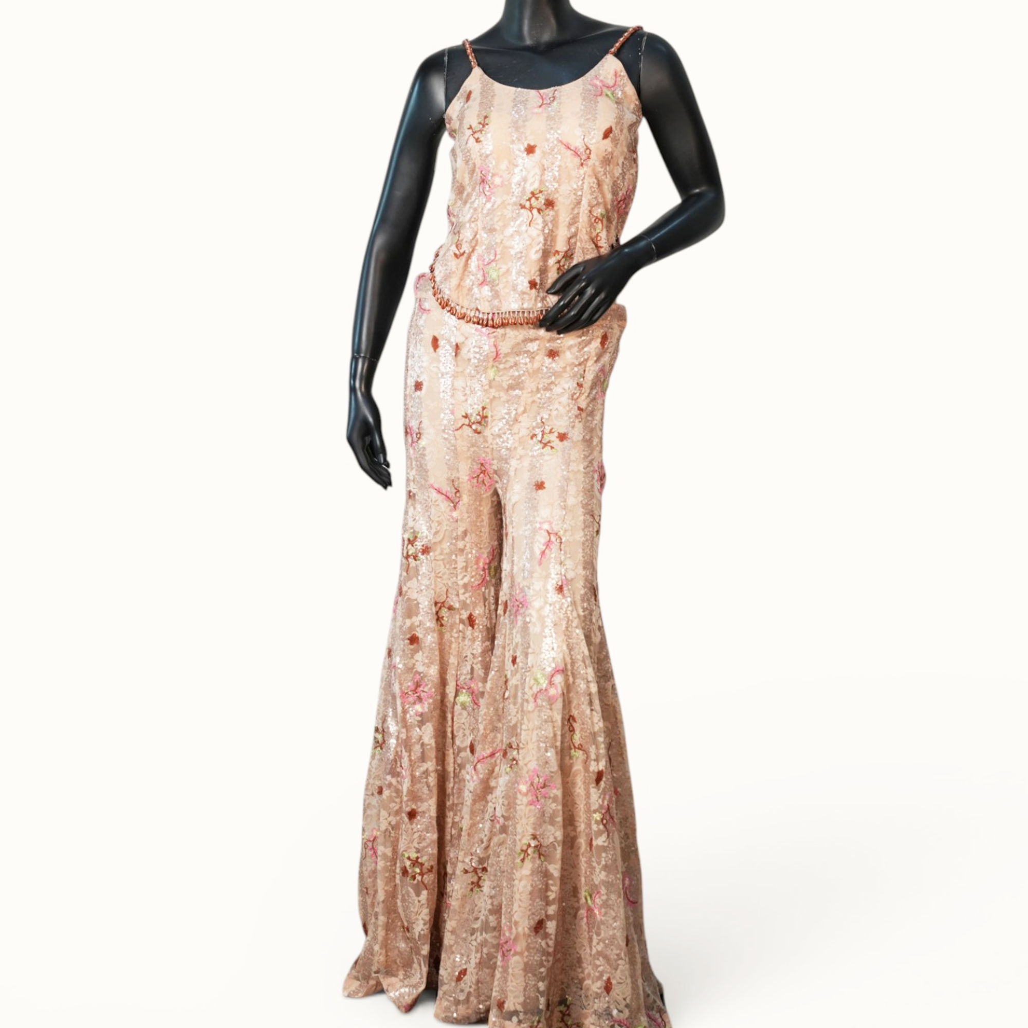 Peach Sequin Cami Jumpsuit - ST-18843#1