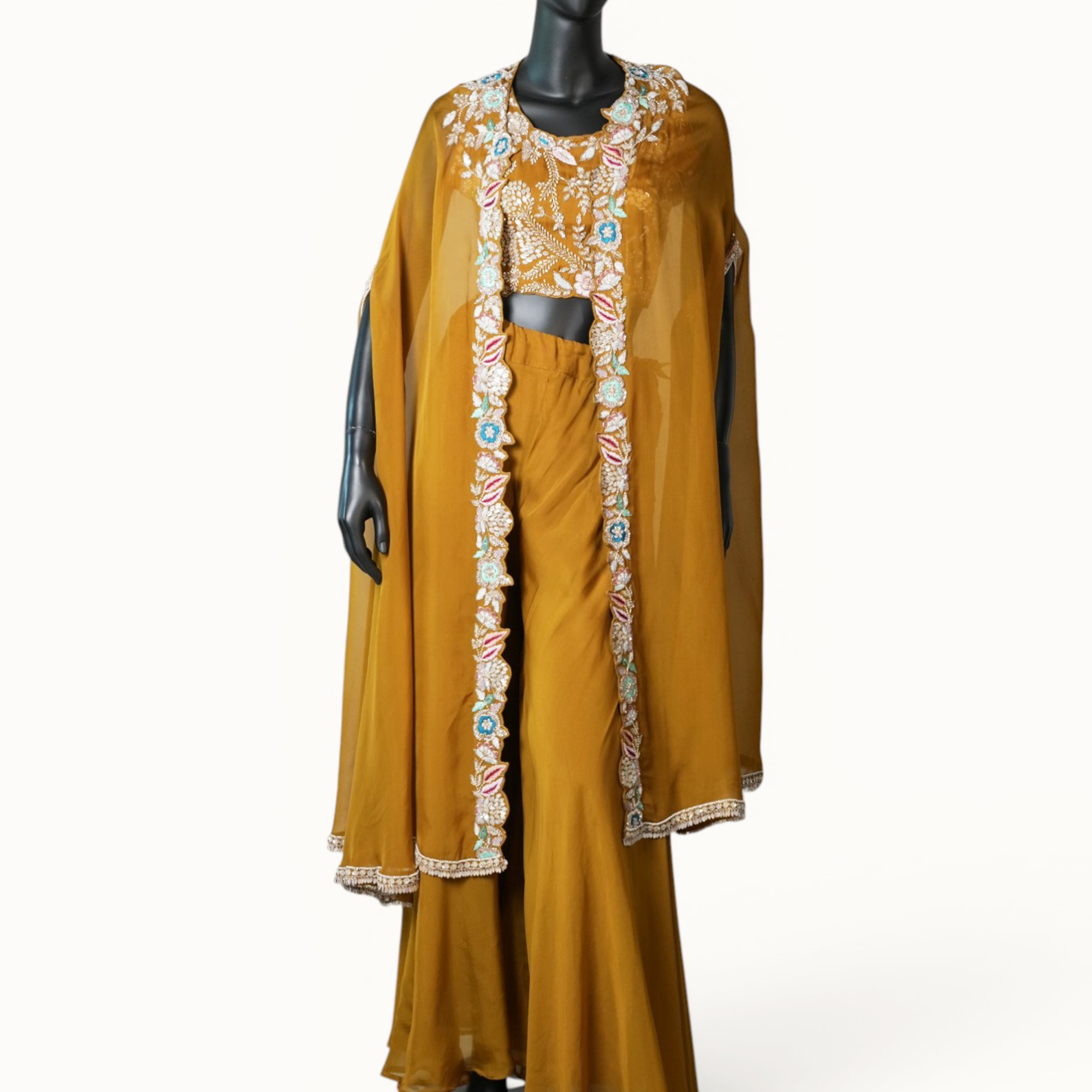 Mustard Cape Sharara Set - ST-18525#1
