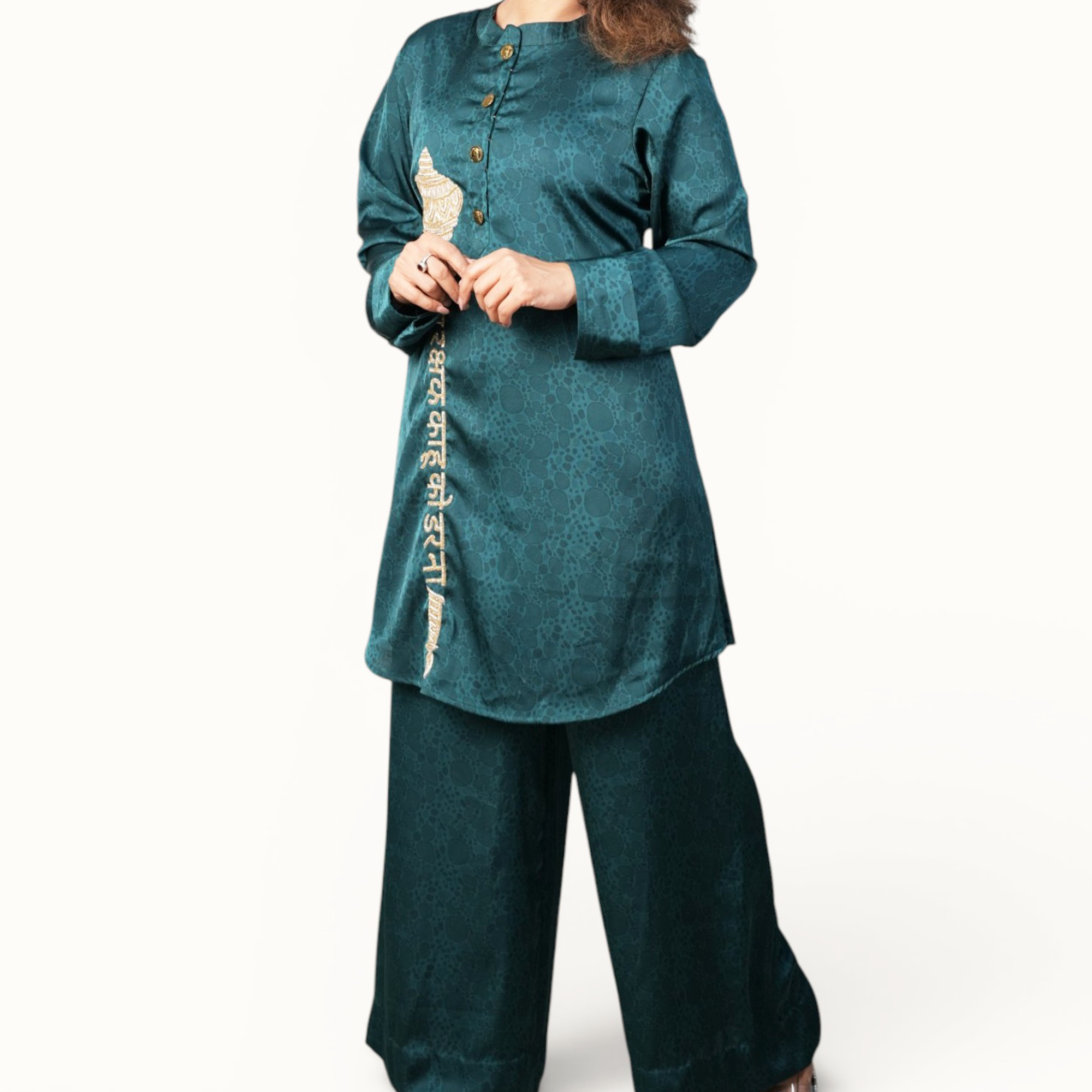 Teal Calligraphy Co-ord Set - ST-19066#1