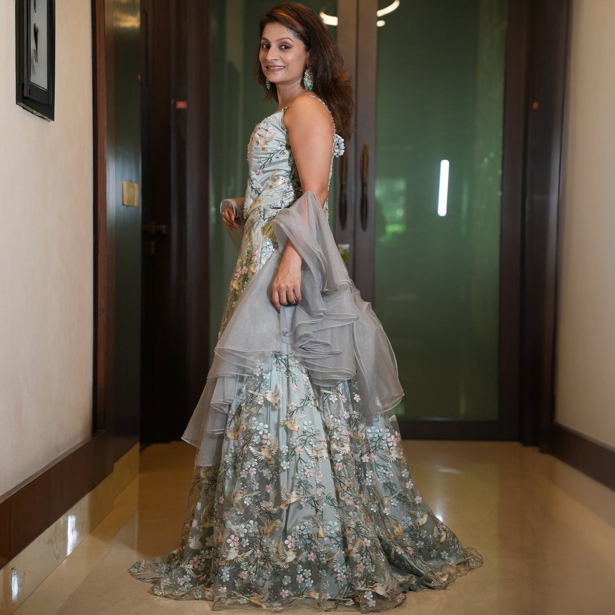 Seafoam Embroidered Lehenga Set - GH-18966#1