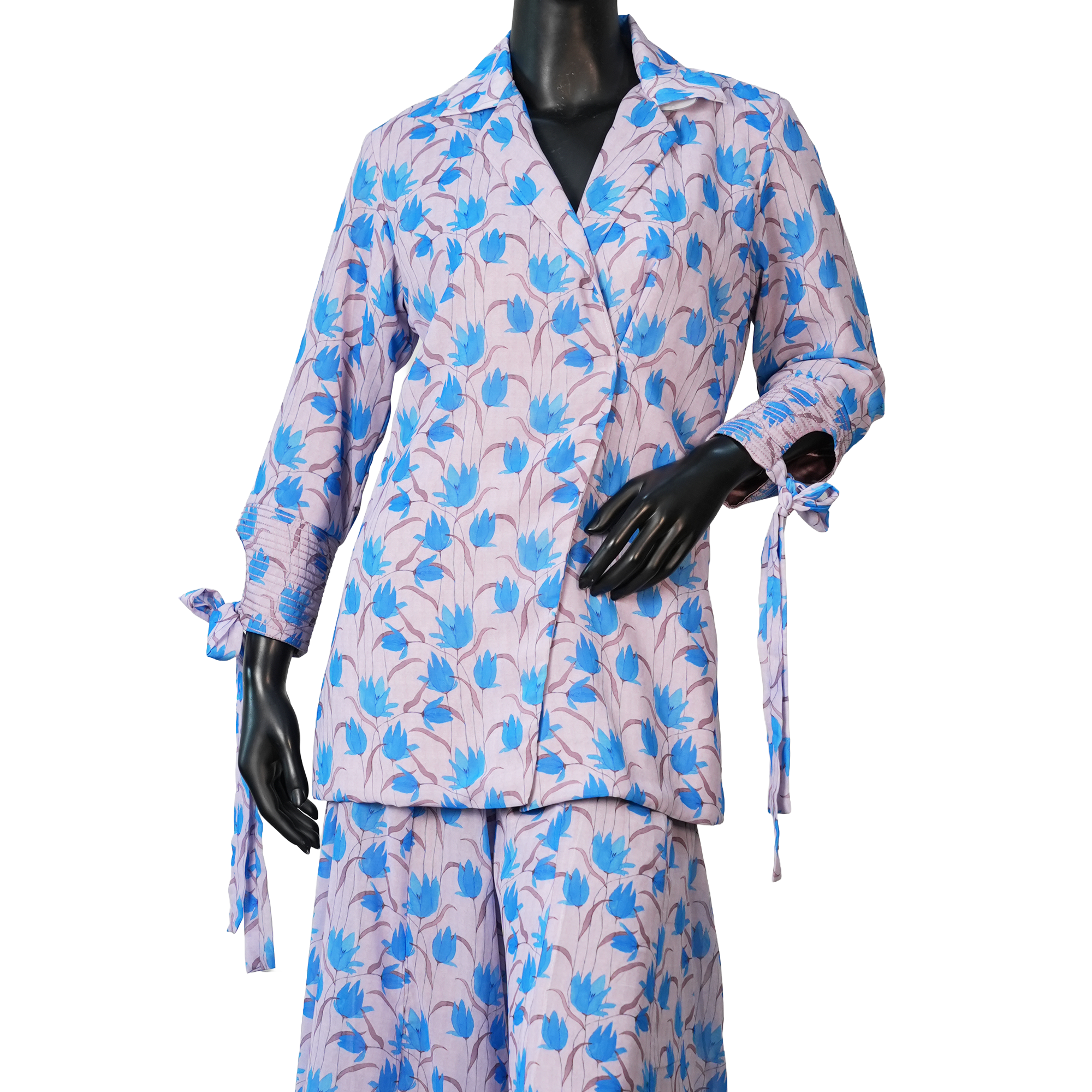 Lilac Floral Wrap Co-ord Set - ST-19073#1
