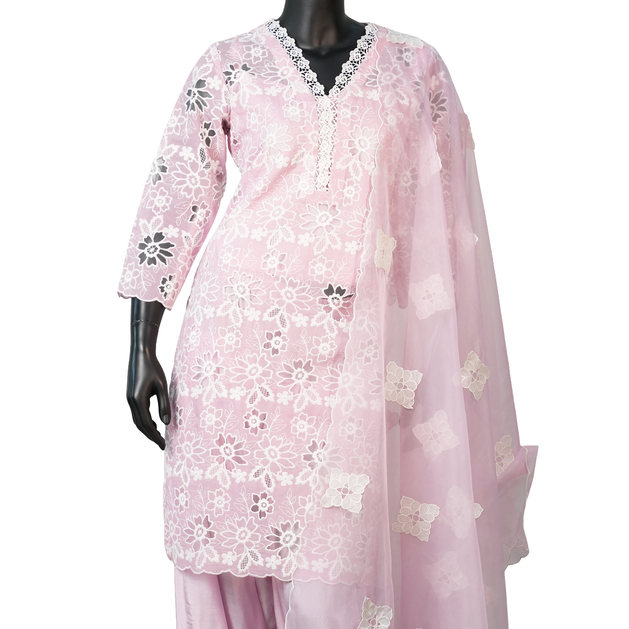 Lilac Pink Schiffli Salwar Set - ST-19034#1
