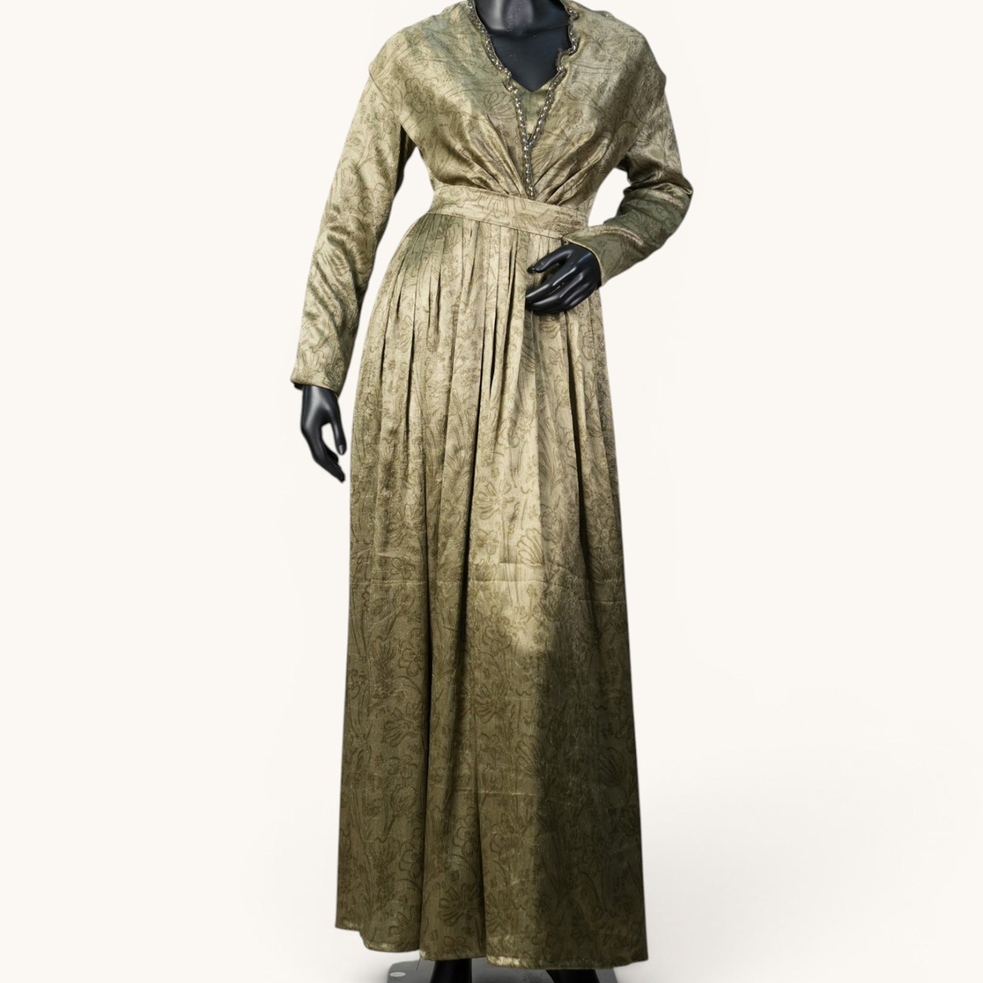 Sage Metallic Flared Gown - GN-17699#1