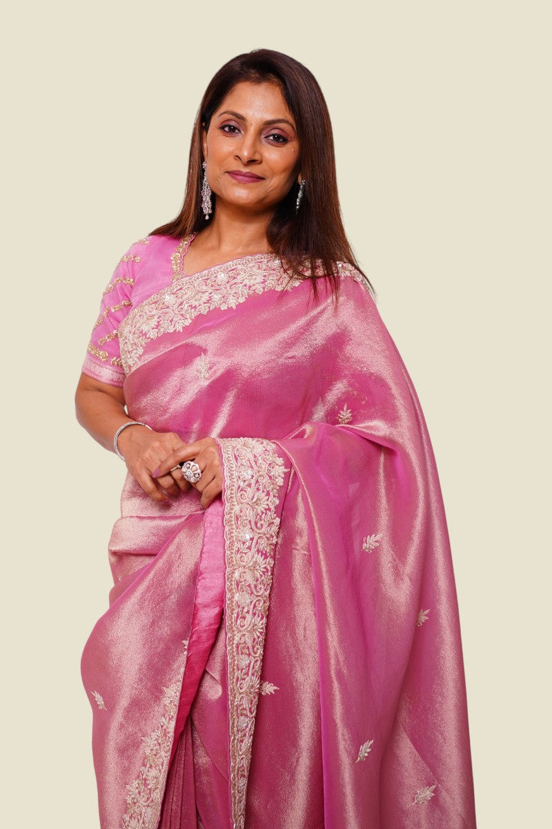 Dusty Rose Tissue Saree