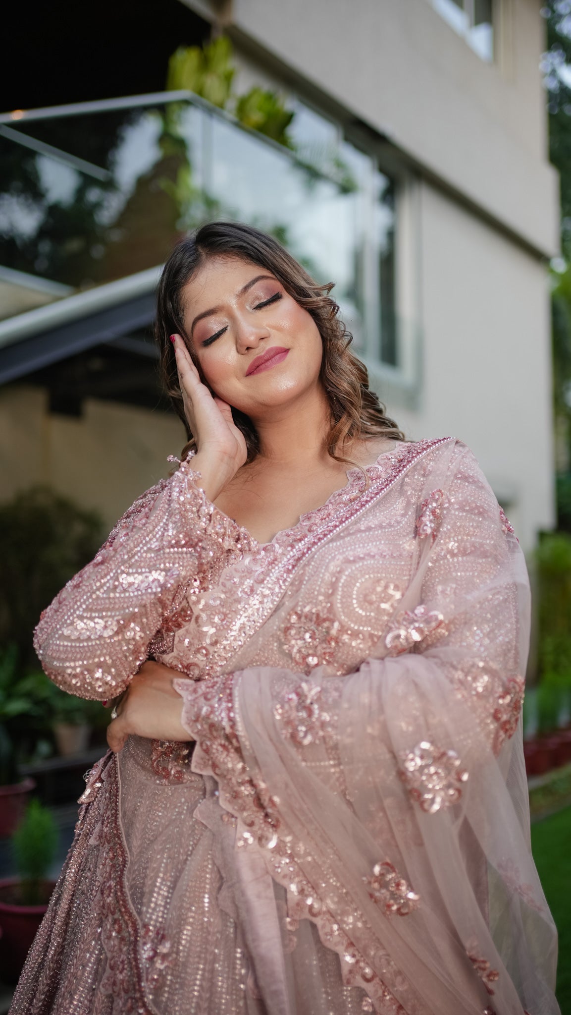 Glam Metallic Pink Lehenga - GH-18478#1