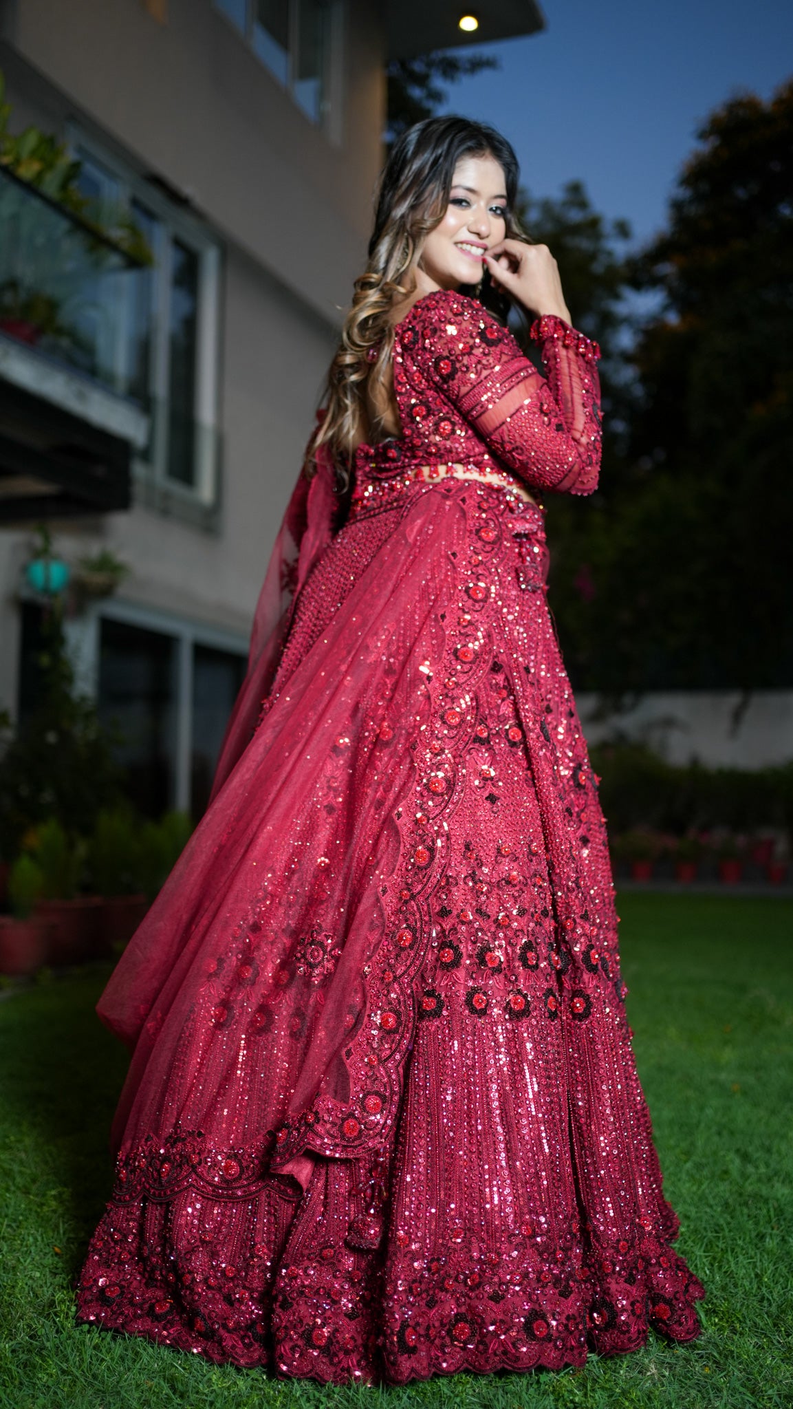 Wine Red Bridal Lehenga Set - GH-18479#1