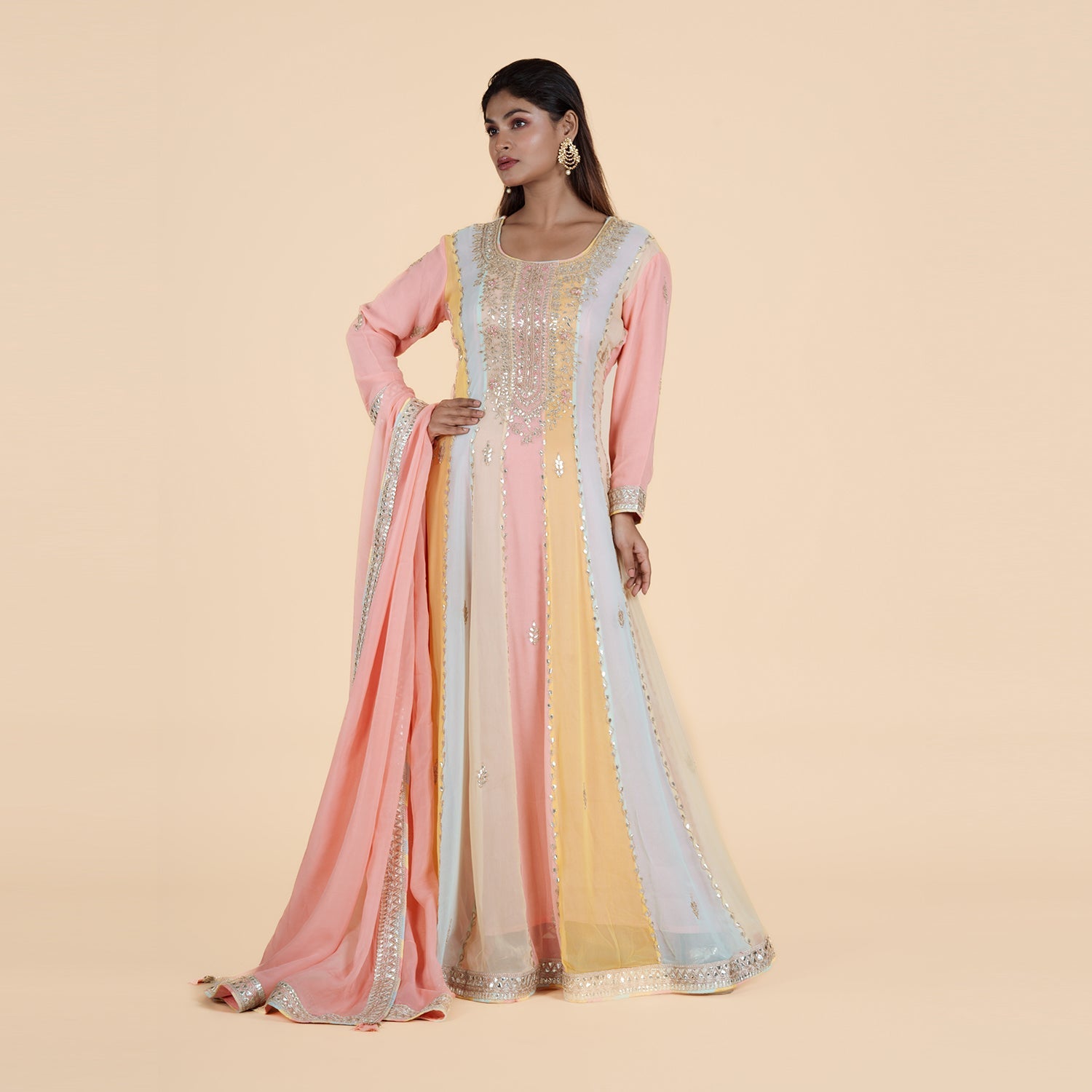 Georgette Glam Pink Gown