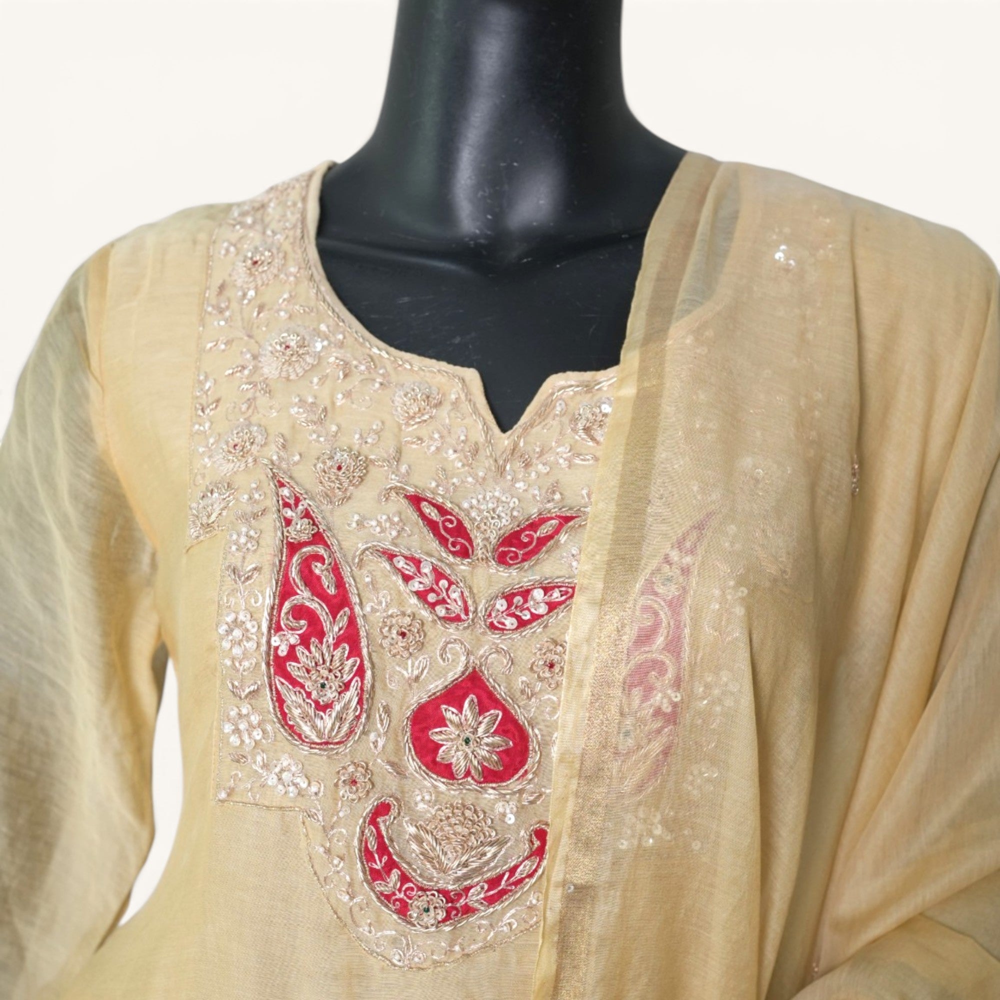 Pastel Beige Festive Tunic Set - ST-18723#1