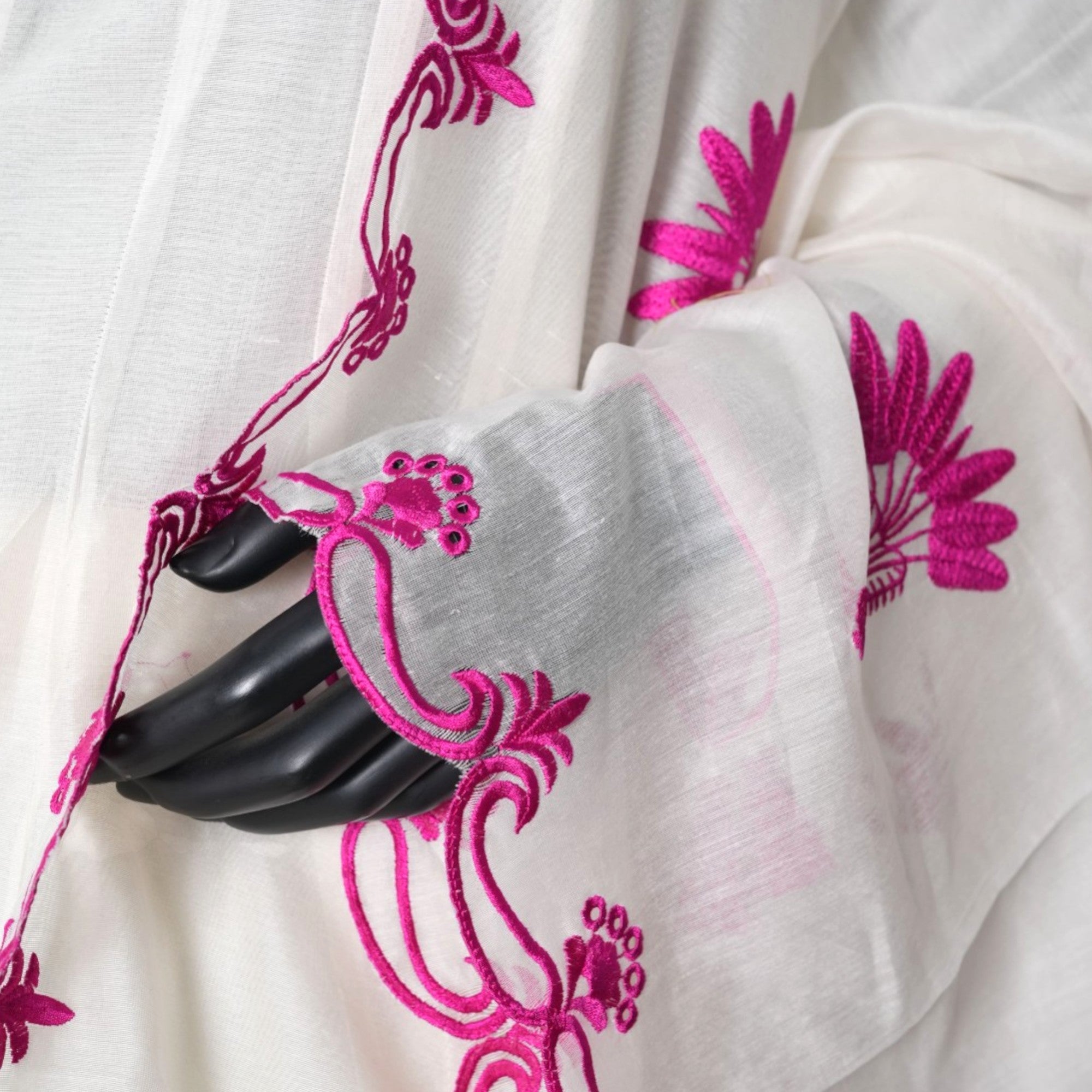 Ivory & Magenta Cutwork Suit - ST-18704#1
