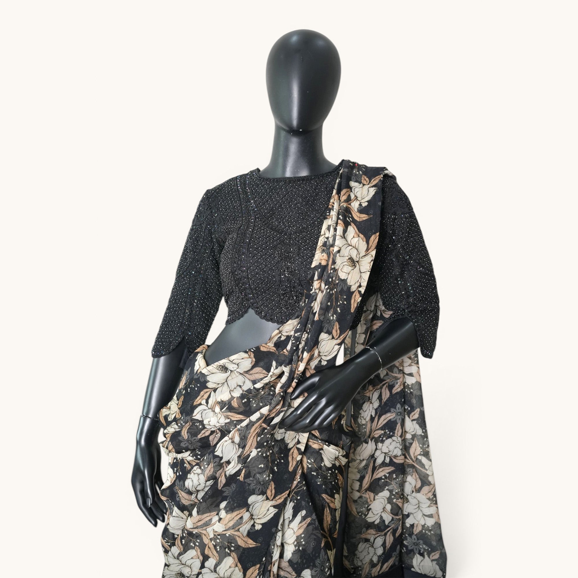 Midnight Bloom Cocktail Saree - SR-15592#1