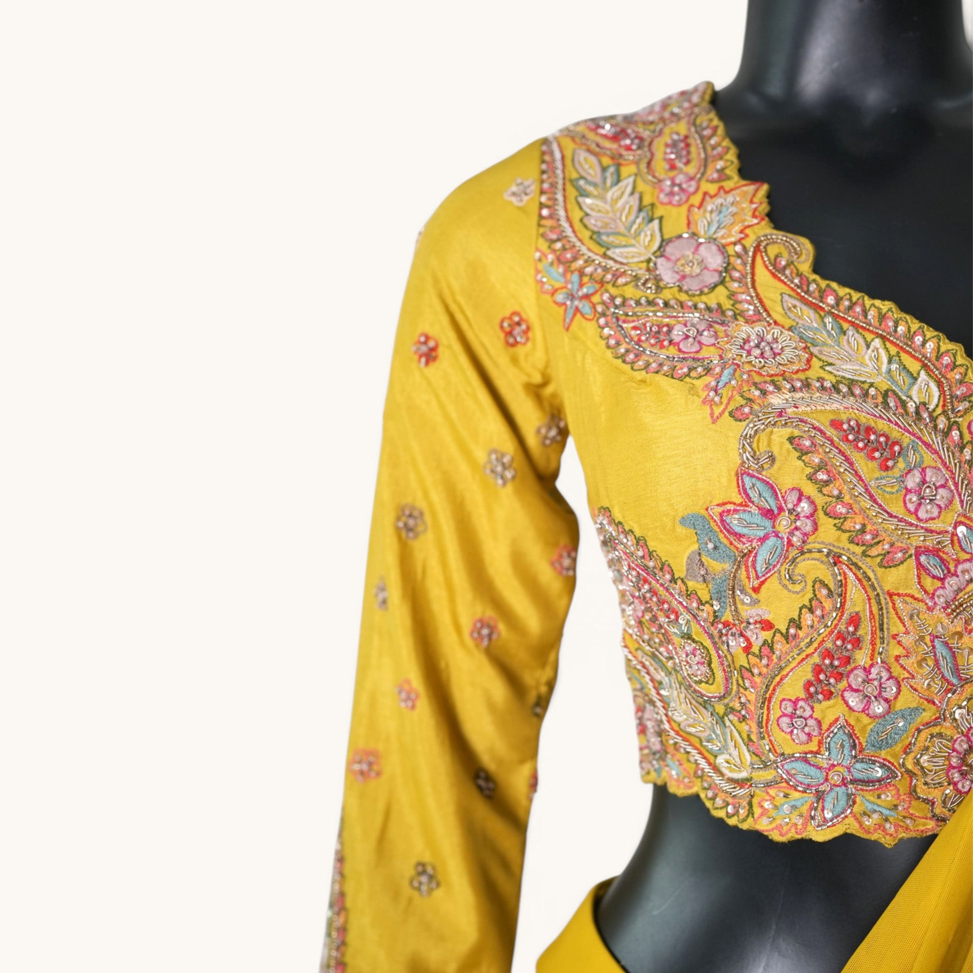 Mustard Pre-Draped Saree - GH-16894#1
