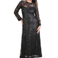 Black Full-Sleeve Sequin Mesh Dress-KR-19241#1