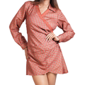 Rust Floral Printed Angrakha-Style Mini Dress- KR-19166#1
