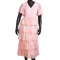 Blush Pink Tiered Chevron Lace Maxi Dress-KR-19178#1