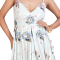 Mint Blue Sequin & Floral Appliqué Midi Dress- KR-19157#1