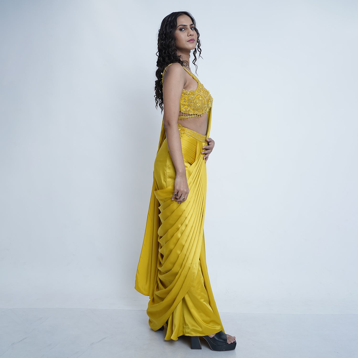 Satin Silk Mustard Saree