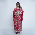 Red Georgette Stitched Suit