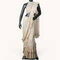 Beige Halter-Neck Fusion Saree - SR-18398#1