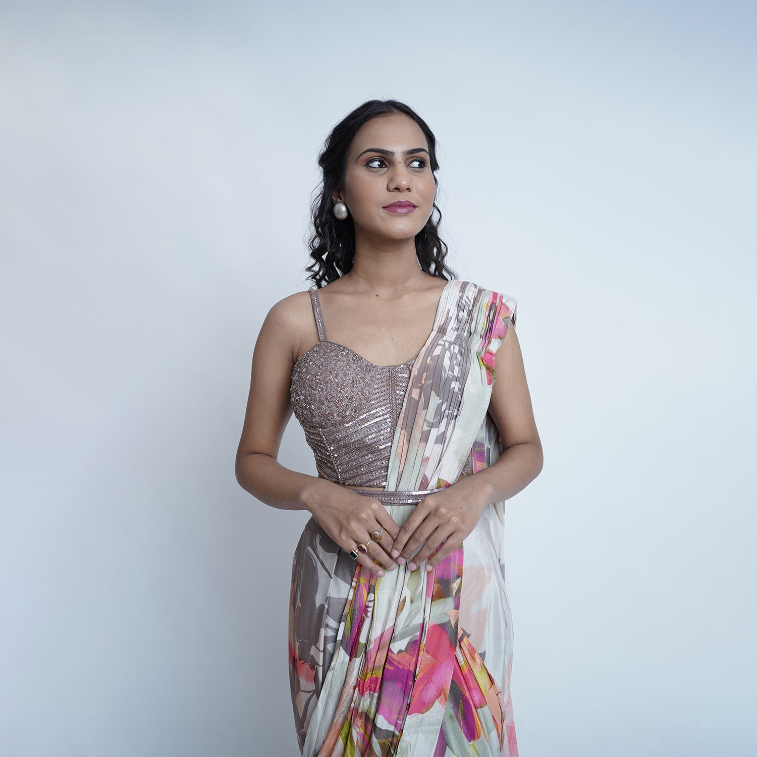 Floral Cut Dana Sequence Saree