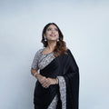 Black Satin Silk Saree