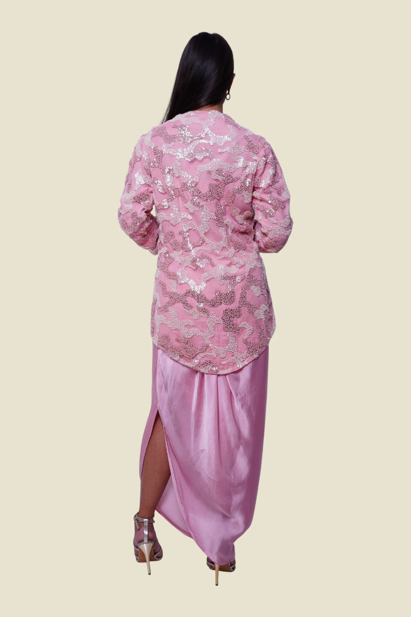 Pink Satin Silk Indo-Western
