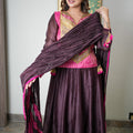 Deep Wine Silk Flared Anarkali - ST-18734#1