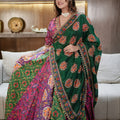 Bottle Green & Pink Heritage Lehenga - GH-18482#1
