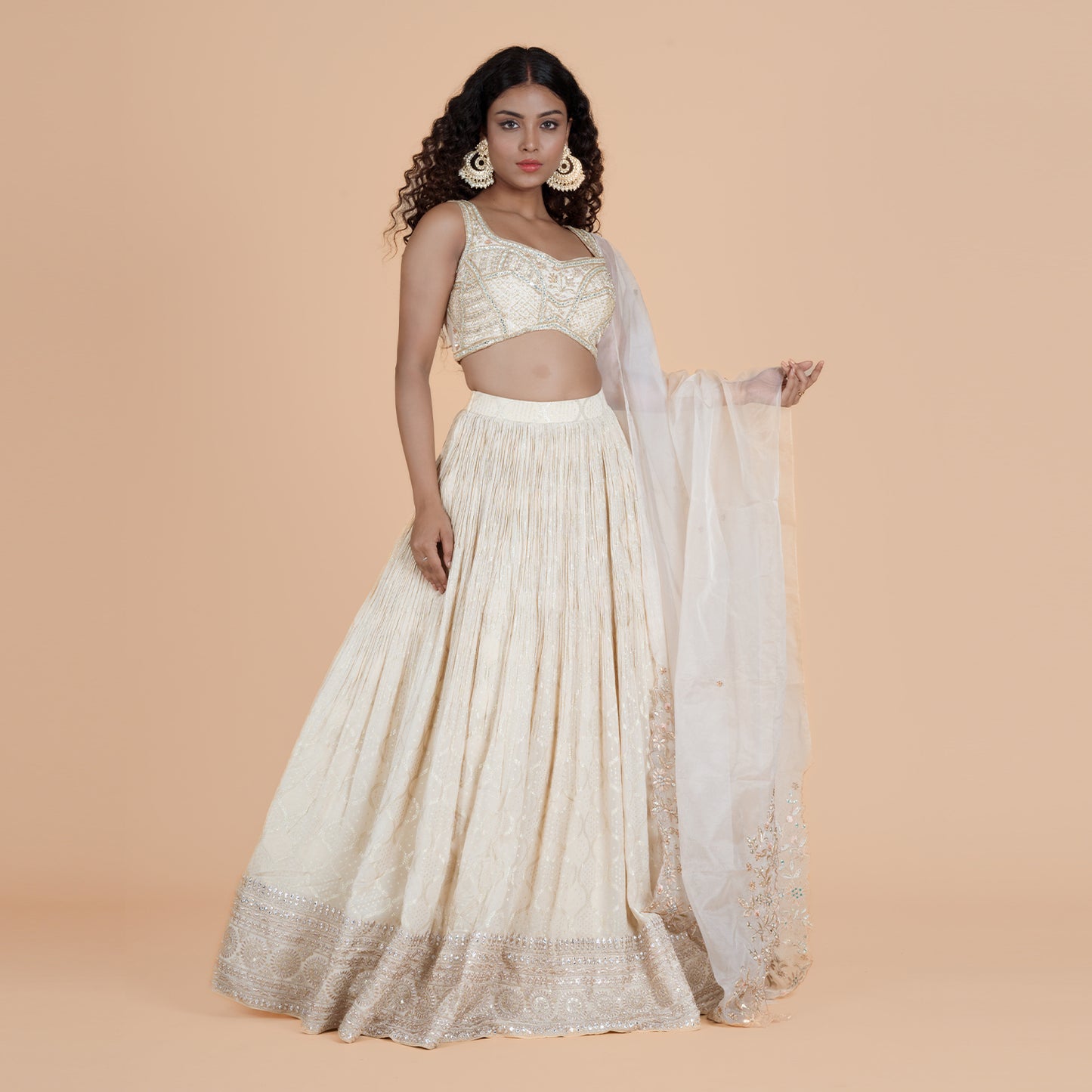 Cream Embro Lehenga