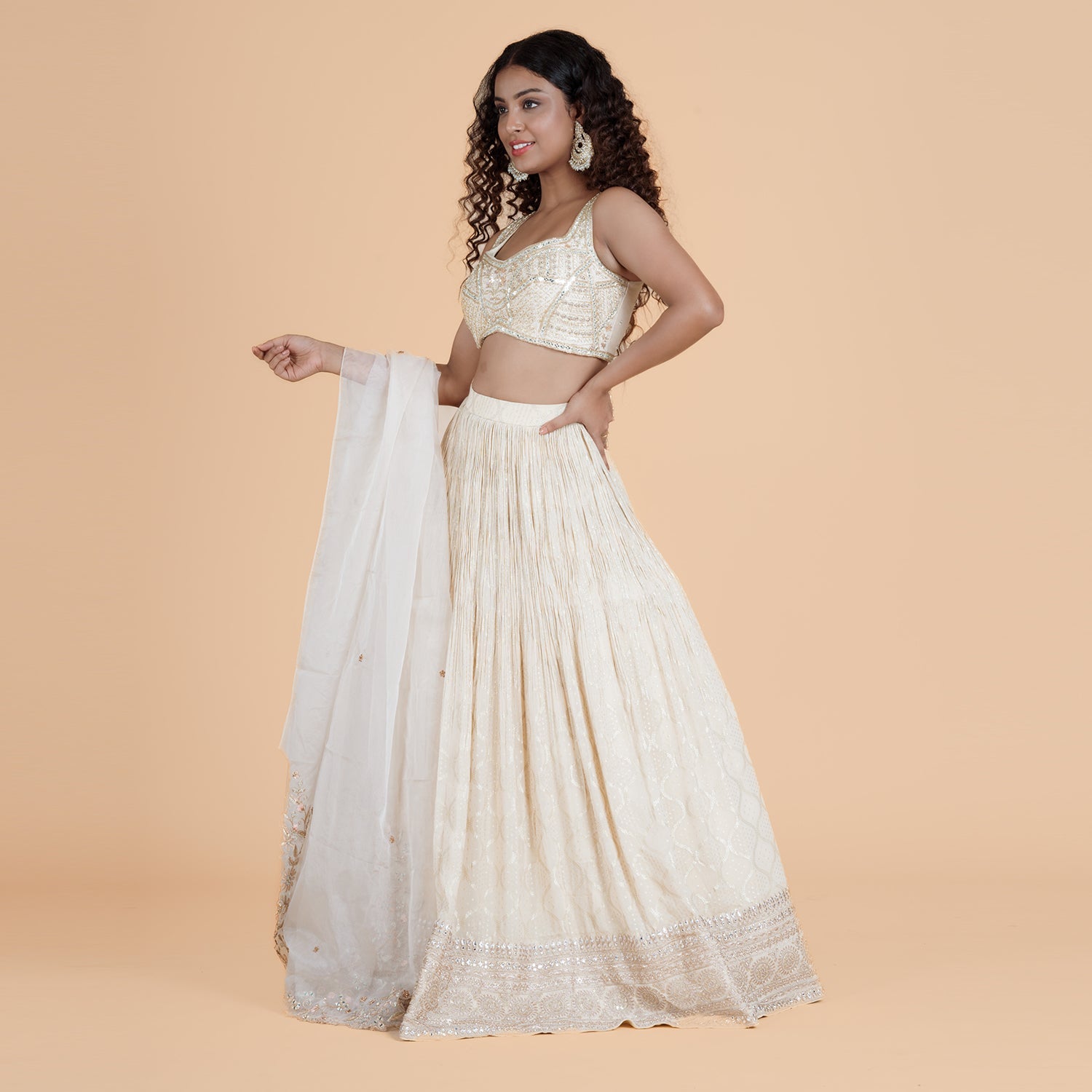 Cream Embro Lehenga