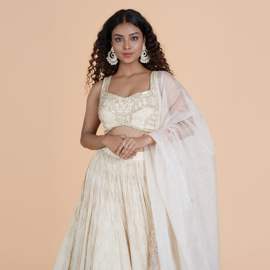 Cream Embro Lehenga