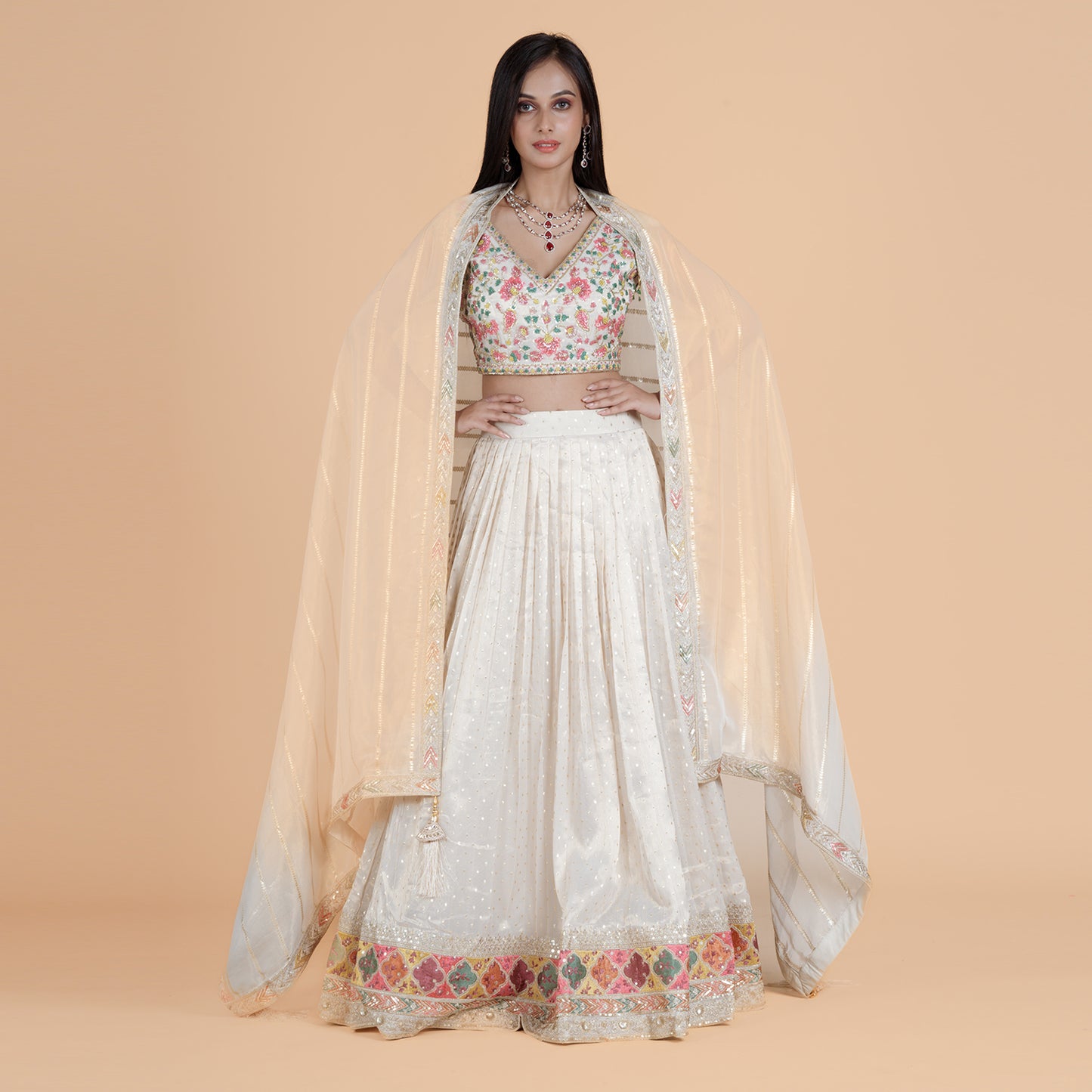 Floral Thread Work Choli Lehenga