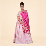 Pink Bandhani Dupatta Set