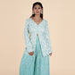 Turquoise Elegance Chiffon Kurti with Plazo