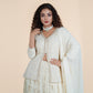 Cream Palazzo Set with Embellished Short Kurti & Dupatta