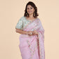 Blush Pink Organza Saree with Floral Embroidery