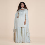 Off White Sharara Set with Intricate Sequence Work & Dupatta