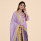 Lavender Crepe Silk Sarara Set with Gold Thread Cori Work