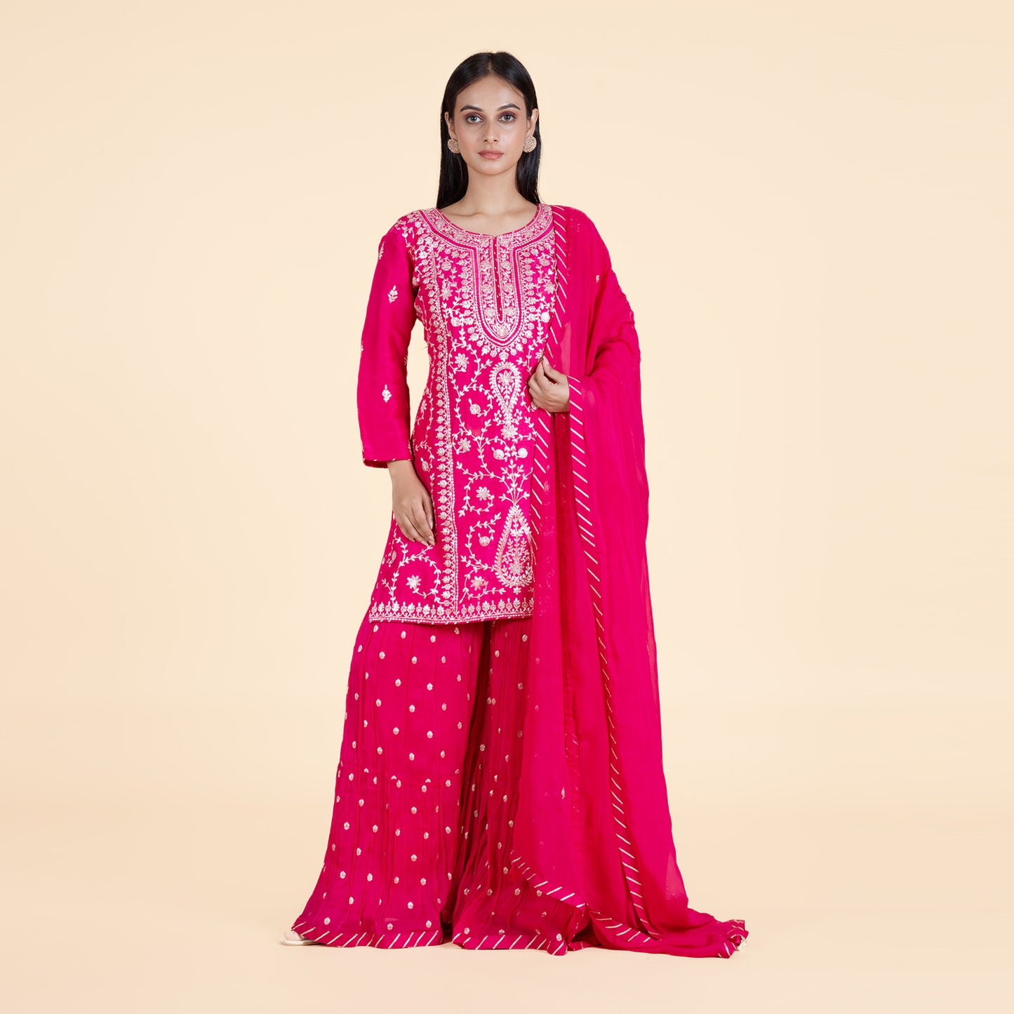 Royal Zari Kurti with Georgette Sharara & Dupatta