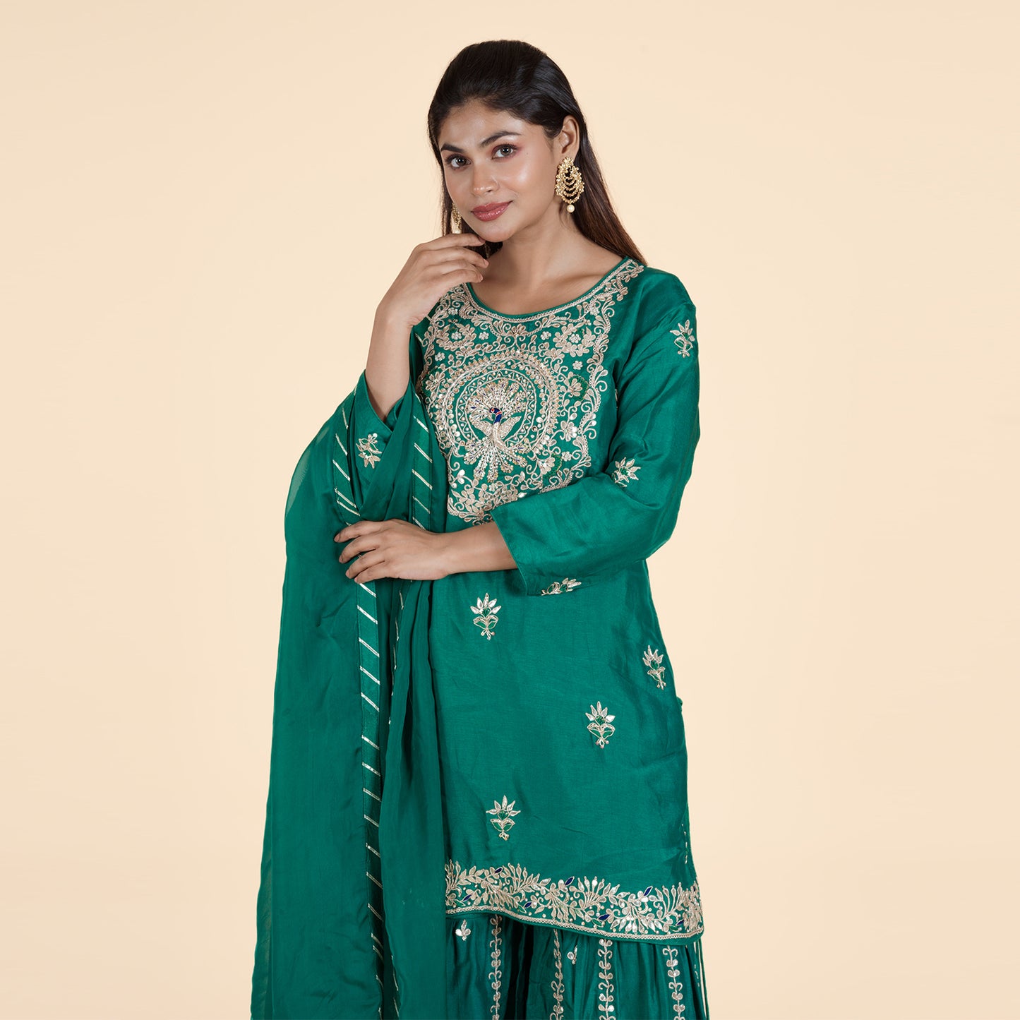 Emerald Elegance Green Sharara Set