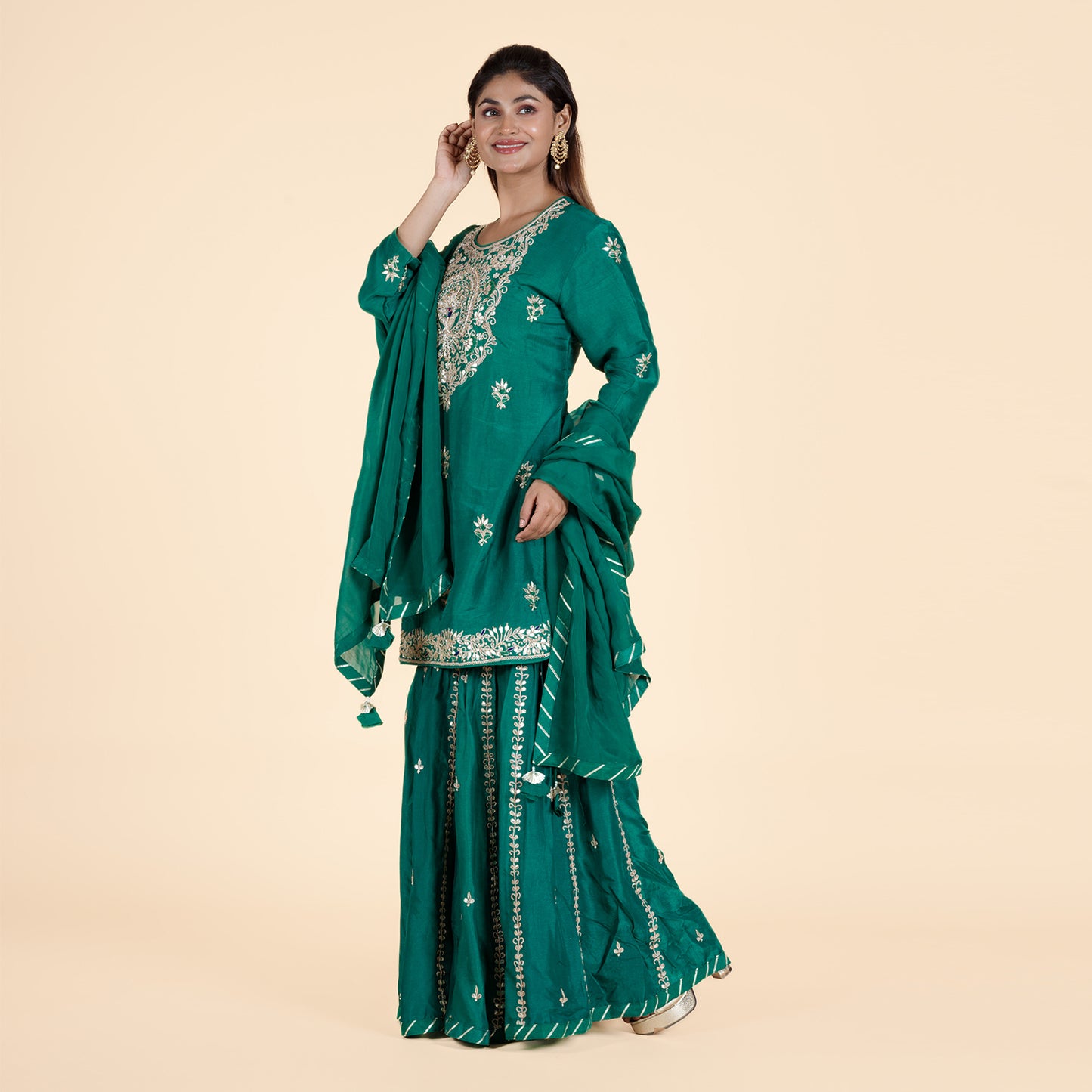 Emerald Elegance Green Sharara Set