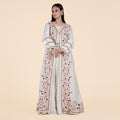 Peach Moti Elegance: Sharara Set with Organza Jacket