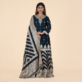 Navy Blue Kurti & Georgette Sharara Set