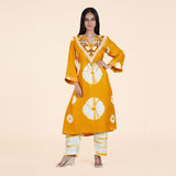 Mustard Summer Silk Lurex Co-Ord Set