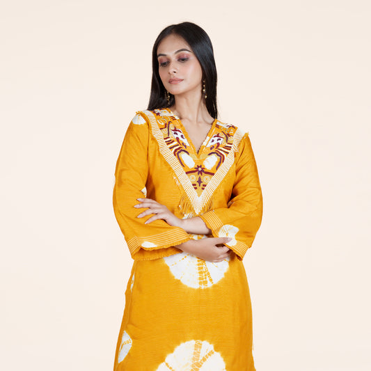 Mustard Summer Silk Lurex Co-Ord Set