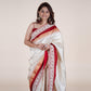 Royal Off-White & Maroon Saree