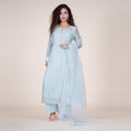 Mirror Embellished Beige Kurti Pant with Heavy Dupatta