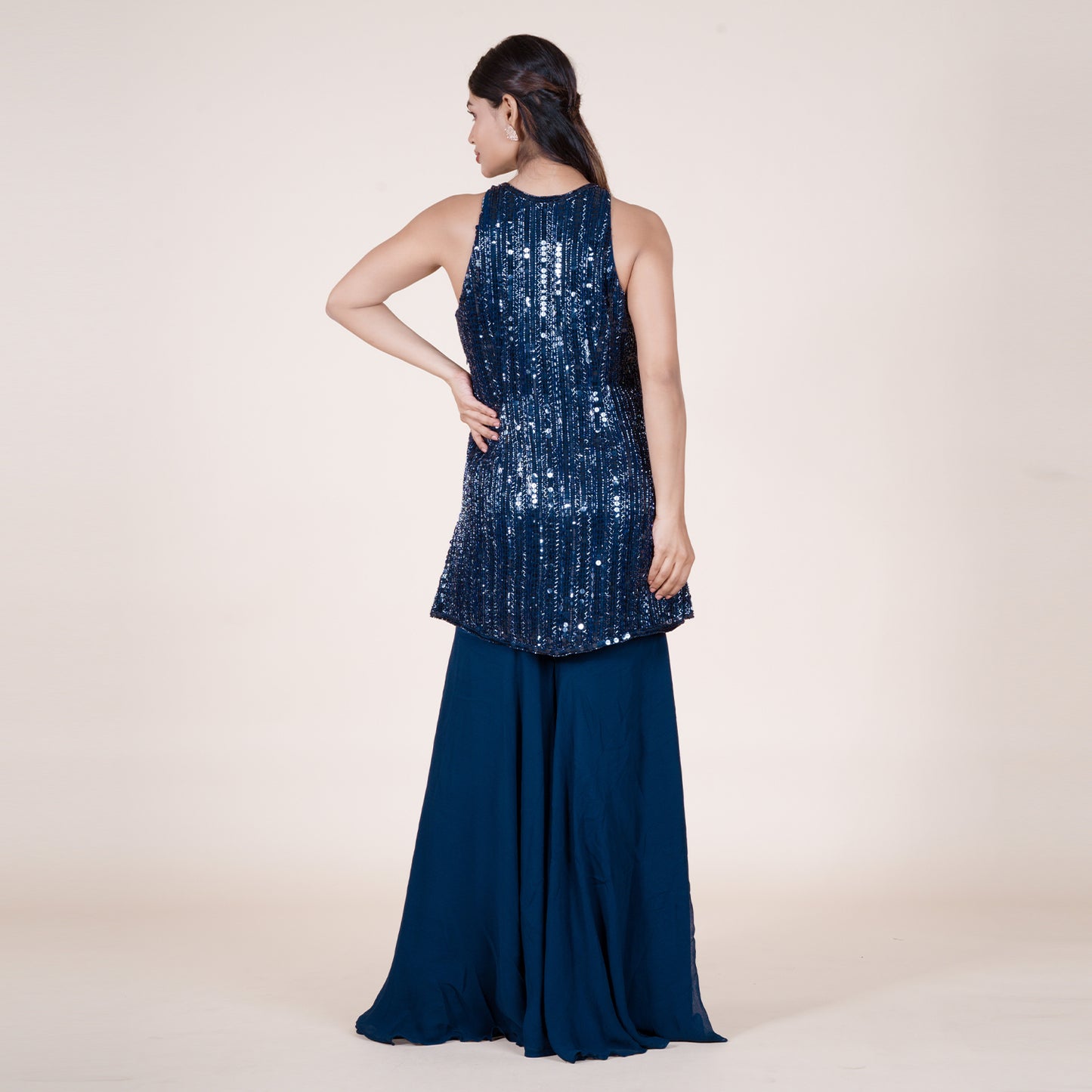 Midnight Glam Georgette Palazzo Set with Sequined Kurti