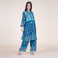 Floral Fantasy Silk Set in Blue