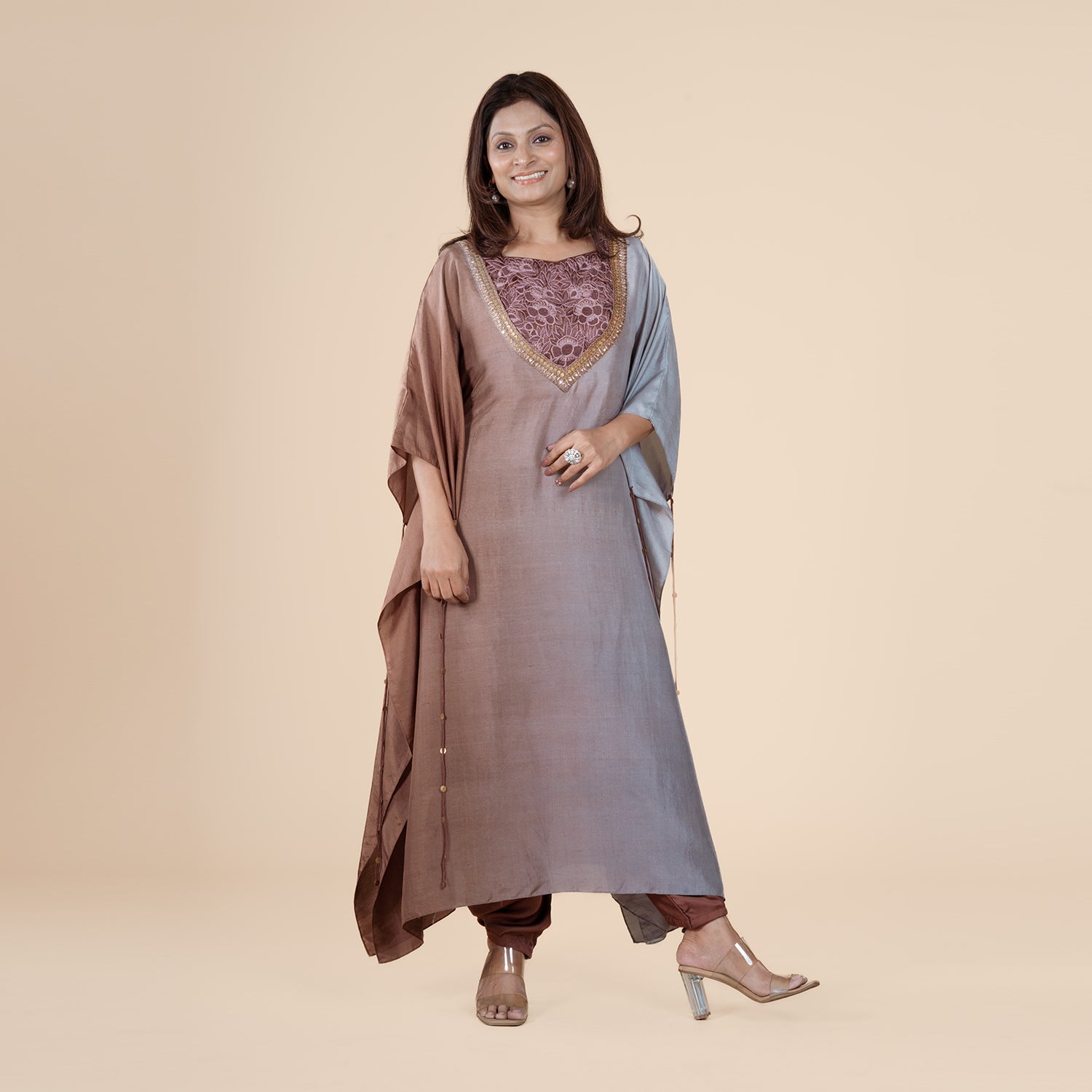 Artisan Threadwork Blouse & Handcrafted Kaftan