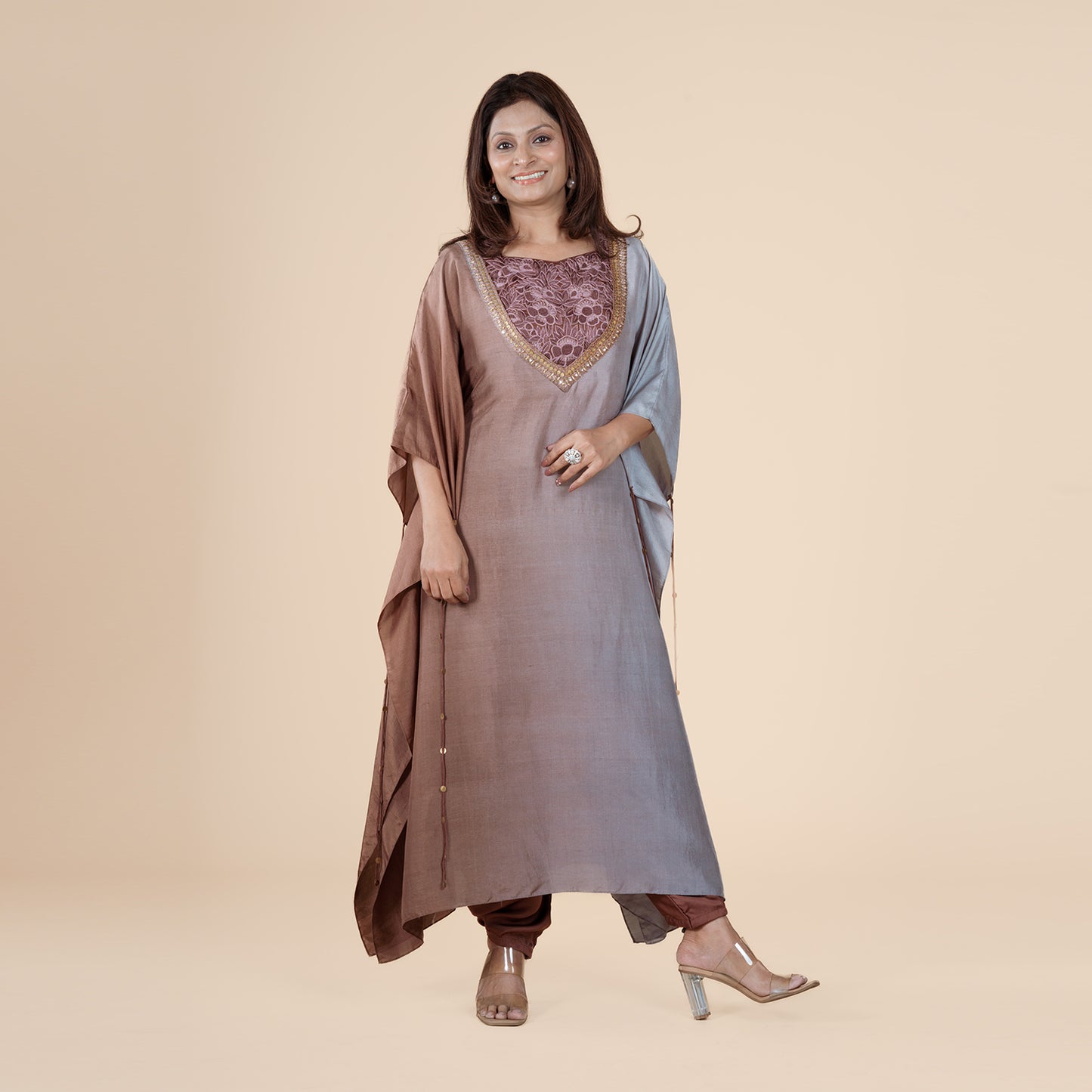 Artisan Threadwork Blouse & Handcrafted Kaftan